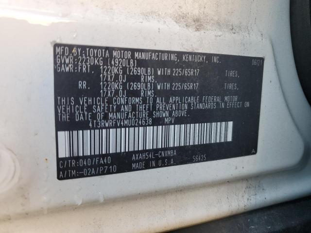 Продажа на аукционе авто 2021 Toyota Rav4, vin: 4T3RWRFV4MU024638, номер лота: 85686855
