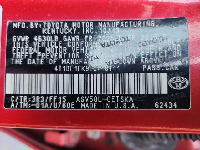 Продаж на аукціоні авто 2014 Toyota Camry, vin: 4T1BF1FK9EU748411, номер лоту: 90020085