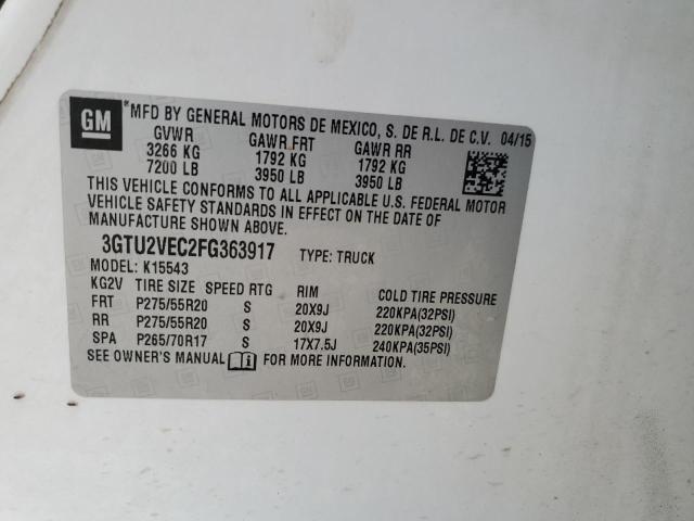 Aukcja sprzedaży 2015 Gmc Sierra K1500 Slt, vin: 3GTU2VEC2FG363917, numer aukcji: 86153935