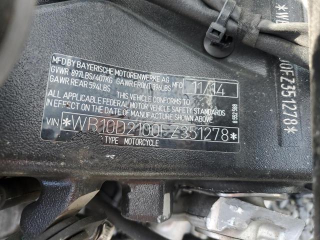 Auction sale of the 2015 Bmw S 1000, vin: WB10D2100FZ351278, lot number: 90307205