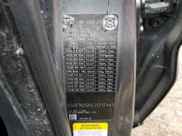 Aukcja sprzedaży 2018 Jaguar E-pace R-d, vin: SADFM2GX6J1Z17442, numer aukcji: 85916075
