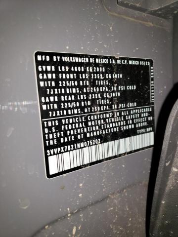 87078905 :رقم المزاد ، 3VVPX7B21NM075202 vin ، 2022 Volkswagen Taos مزاد بيع