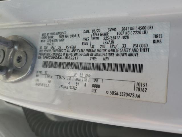Продажа на аукционе авто 2020 Ford Escape, vin: 1FMCU9G6XLUB82217, номер лота: 69422466