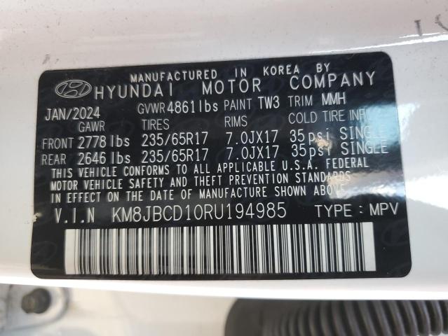 Продажа на аукционе авто 2024 Hyundai Tucson, vin: KM8JBCD10RU194985, номер лота: 86992135
