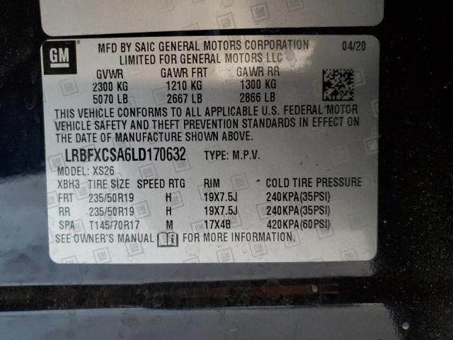 89838465 :رقم المزاد ، LRBFXCSA6LD170632 vin ، 2020 Buick Envision مزاد بيع