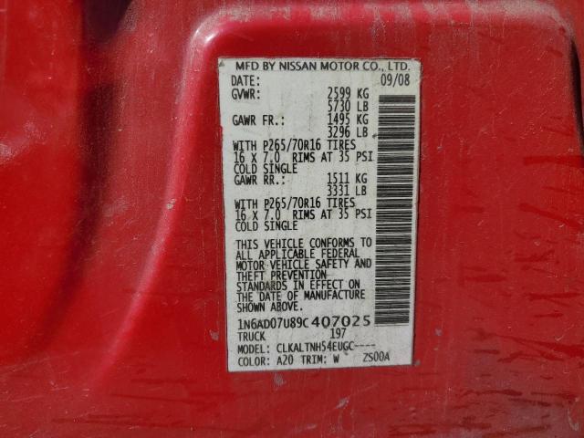 Auction sale of the 2009 Nissan Frontier C, vin: 1N6AD07U89C407025, lot number: 90124835