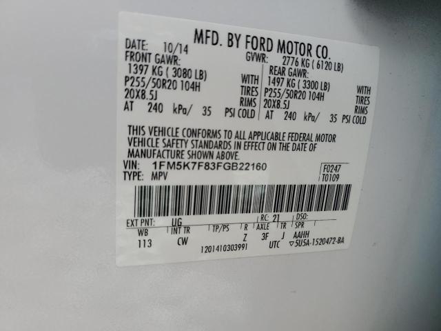 Aukcja sprzedaży 2015 Ford Explorer, vin: 1FM5K7F83FGB22160, numer aukcji: 85190025