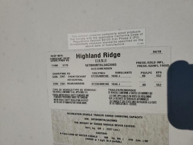 Продажа на аукционе авто 2020 Highland Ridge Highland Ridge, vin: 58TBH0BT8L3AC3063, номер лота: 86323975