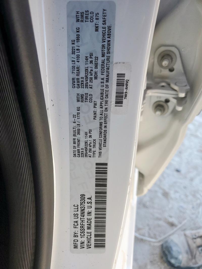 Продаж на аукціоні авто 2022 Ram 1500 Limit, vin: 1C6SRFHT4NN375309, номер лоту: 85382785