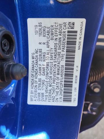 89805535 :رقم المزاد ، 2HGFC2F81LH505038 vin ، 2020 Honda Civic Spor مزاد بيع