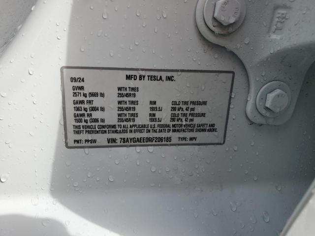 Aukcja sprzedaży 2024 Tesla Model Y, vin: 7SAYGAEE0RF206185, numer aukcji: 90301435