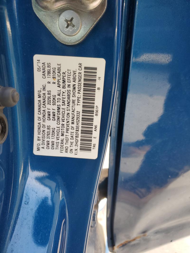 Продажа на аукционе авто 2014 Honda Civic, vin: 2HGFB2F83EH529332, номер лота: 89739825