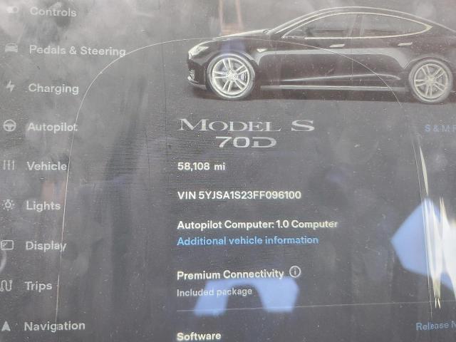 2015 Tesla Model S მანქანა იყიდება აუქციონზე, vin: 5YJSA1S23FF096100, აუქციონის ნომერი: 90326875