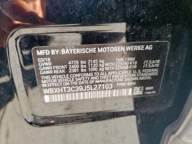 2018 Bmw X1 მანქანა იყიდება აუქციონზე, vin: WBXHT3C39J5L27103, აუქციონის ნომერი: 84896305