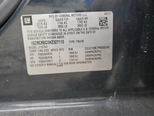 Продажа на аукционе авто 2017 Chevrolet Silverado, vin: 1GCRCREC0HZ327110, номер лота: 90199565