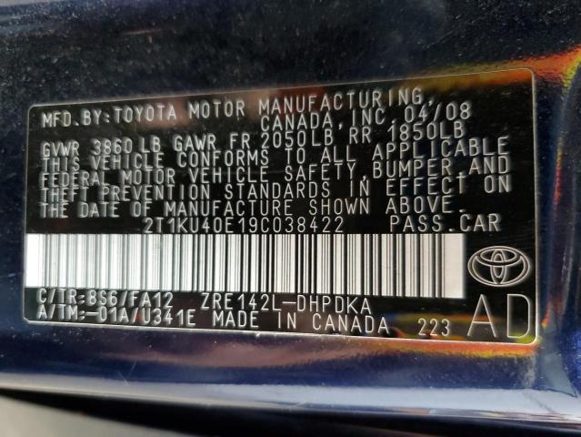 Aukcja sprzedaży 2009 Toyota Corolla Ma, vin: 2T1KU40E19C038422, numer aukcji: 85537225