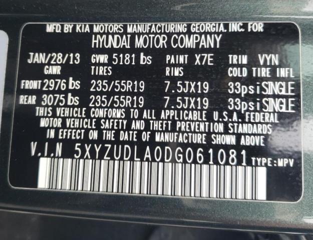Продажа на аукционе авто 2013 Hyundai Santa Fe S, vin: 5XYZUDLA0DG061081, номер лота: 86826035