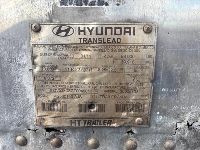 Aukcja sprzedaży 2012 Hyundai Trailer, vin: 3H3V533C8CT004001, numer aukcji: 84863195