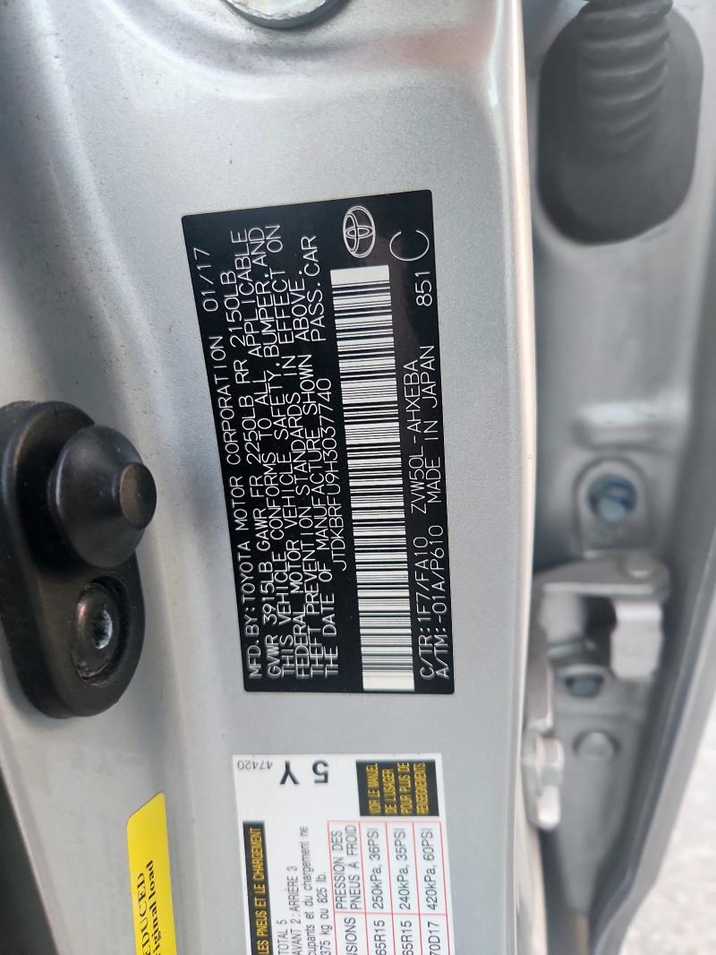 Продажа на аукционе авто 2017 Toyota Prius, vin: JTDKBRFU9H3037740, номер лота: 86622545