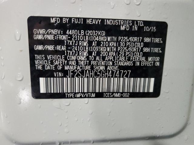 Продаж на аукціоні авто 2016 Subaru Forester 2, vin: JF2SJAHC5GH474727, номер лоту: 86436615