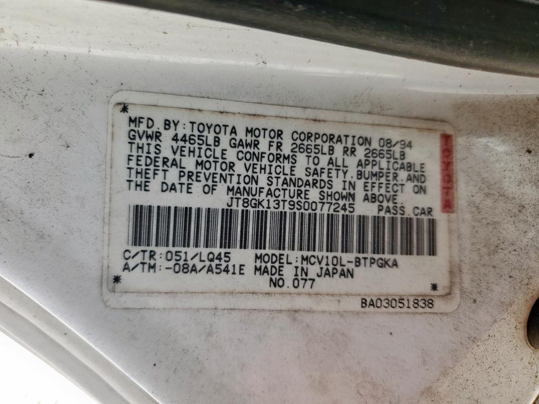 Aukcja sprzedaży 1995 Lexus Es, vin: JT8GK13T9S0077245, numer aukcji: 84804065