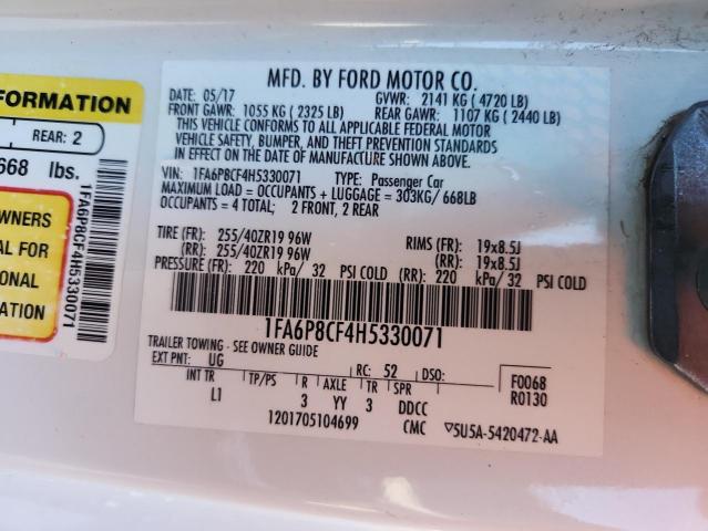 Продажа на аукционе авто 2017 Ford Mustang, vin: 1FA6P8CF4H5330071, номер лота: 84927495