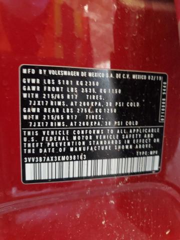 89493165 :رقم المزاد ، 3VV3B7AX3KM098163 vin ، 2019 Volkswagen Tiguan مزاد بيع
