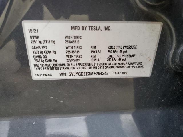Продажа на аукционе авто 2021 Tesla Model Y, vin: 5YJYGDEE3MF294348, номер лота: 90317555
