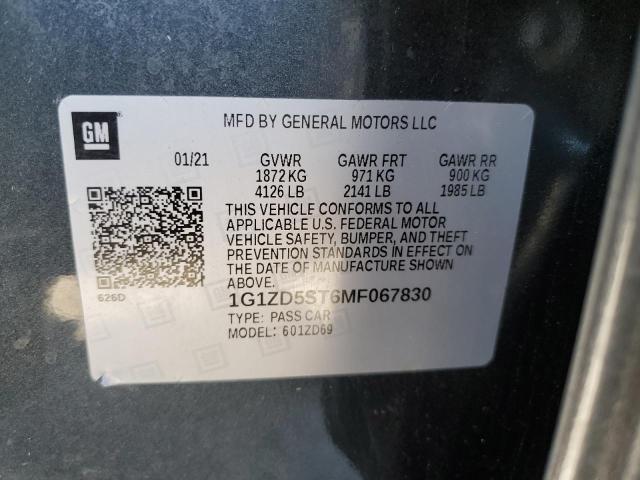 Auction sale of the 2021 Chevrolet Malibu, vin: 1G1ZD5ST6MF067830, lot number: 85565775