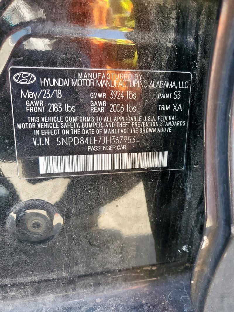 2018 Hyundai Elantra მანქანა იყიდება აუქციონზე, vin: 5NPD84LF7JH367953, აუქციონის ნომერი: 85192975