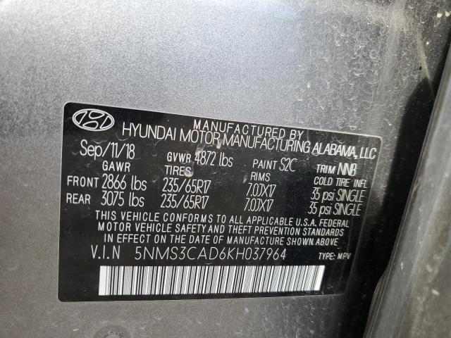 Aukcja sprzedaży 2019 Hyundai Santa Fe S, vin: 5NMS3CAD6KH037964, numer aukcji: 86651205