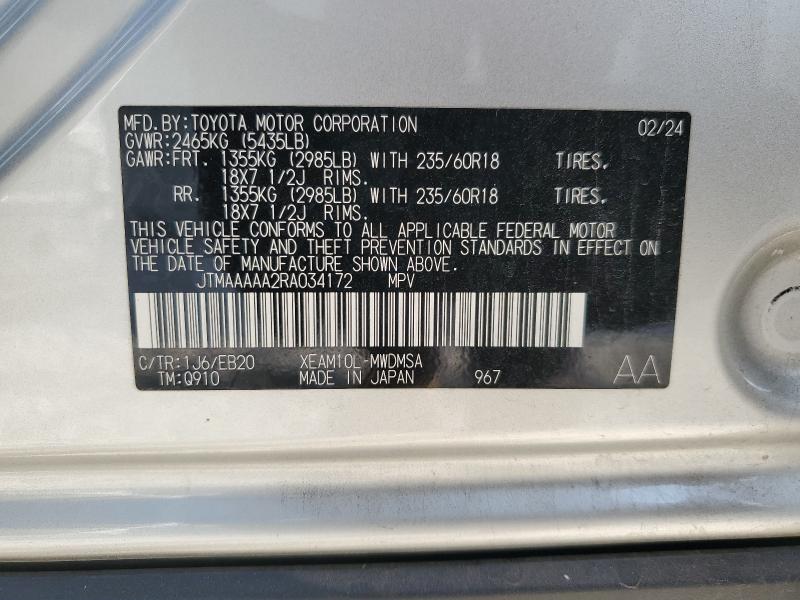 Продаж на аукціоні авто 2024 Toyota Bz4x Xle, vin: JTMAAAAA2RA034172, номер лоту: 87262865