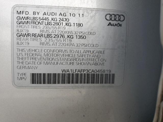 86252755 :رقم المزاد ، WA1LFAFP3CA045819 vin ، 2012 Audi Q5 مزاد بيع