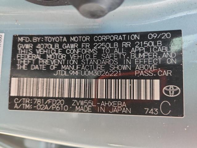 Продаж на аукціоні авто 2021 Toyota Prius Le, vin: JTDL9MFU0M3026221, номер лоту: 85594455