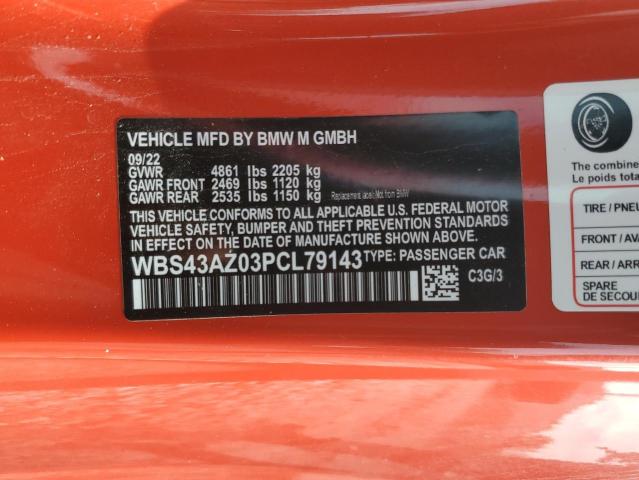 83863775 :رقم المزاد ، WBS43AZ03PCL79143 vin ، 2023 Bmw M4 مزاد بيع