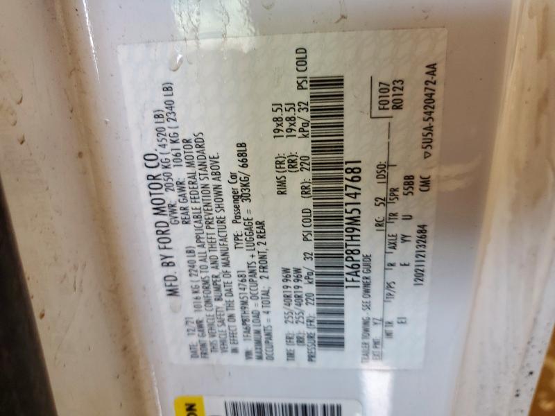 Продаж на аукціоні авто 2021 Ford Mustang, vin: 1FA6P8TH9M5147681, номер лоту: 97933885