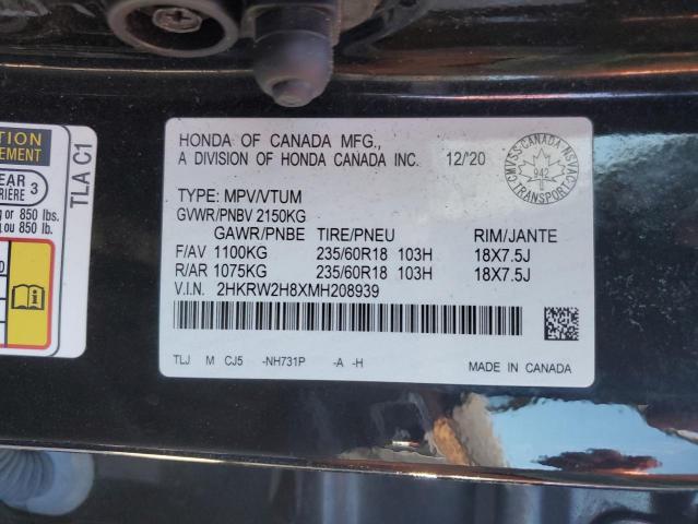 2021 Honda Cr-v მანქანა იყიდება აუქციონზე, vin: 2HKRW2H8XMH208939, აუქციონის ნომერი: 85475525