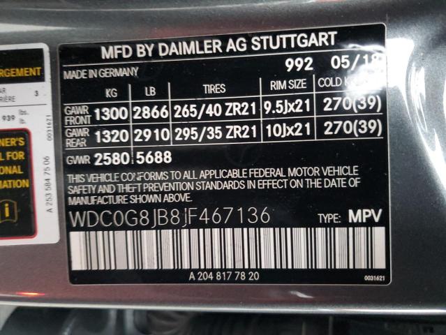 Aukcja sprzedaży 2018 Mercedes-benz Glc, vin: WDC0G8JB8JF467136, numer aukcji: 82699345