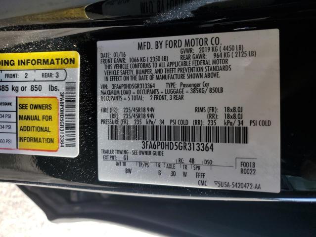 Продаж на аукціоні авто 2016 Ford Fusion, vin: 3FA6P0HD5GR313364, номер лоту: 85402545