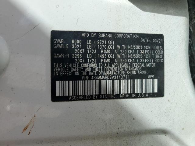 Aukcja sprzedaży 2021 Subaru Ascent, vin: 4S4WMARD7M3443711, numer aukcji: 85709455
