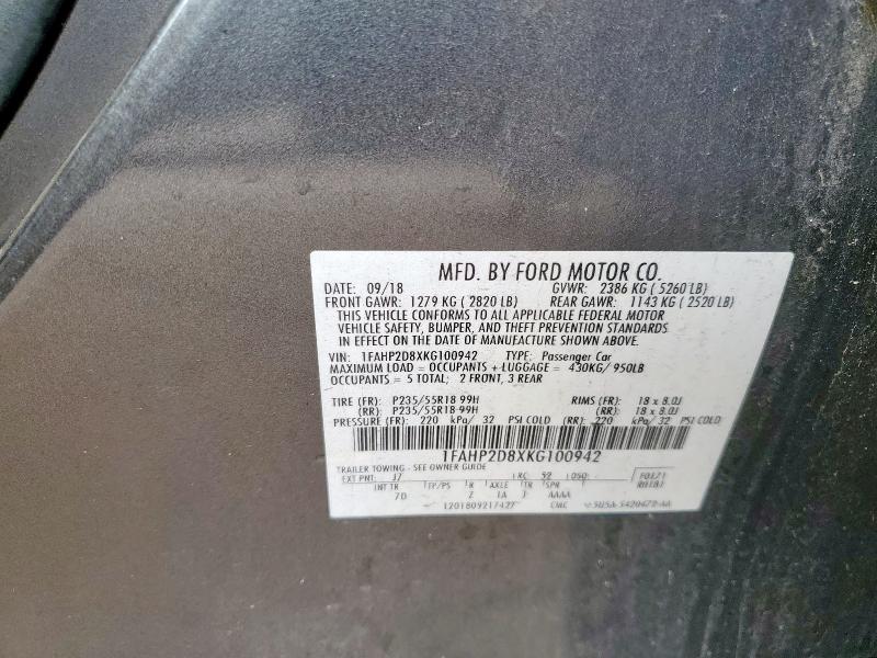 Auction sale of the 2019 Ford Taurus Se, vin: 1FAHP2D8XKG100942, lot number: 89715125