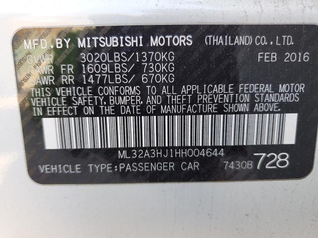 90899635 :رقم المزاد ، ML32A3HJ1HH004644 vin ، 2017 Mitsubishi Mirage Es مزاد بيع