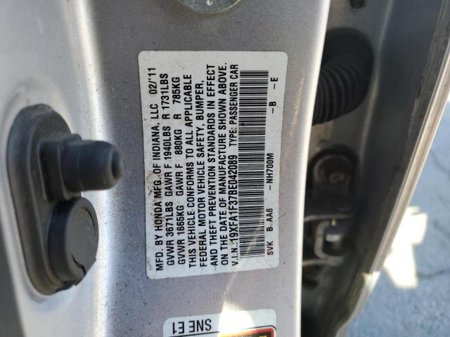 87297365 :رقم المزاد ، 19XFA1F37BE042089 vin ، 2011 Honda Civic مزاد بيع