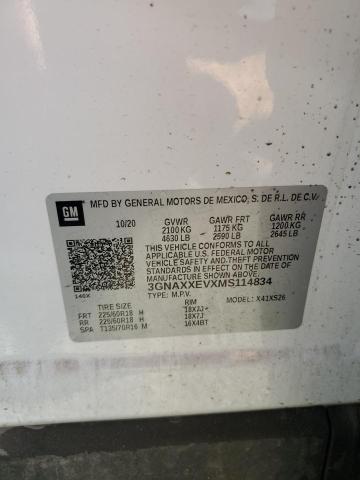 2021 Chevrolet Equinox მანქანა იყიდება აუქციონზე, vin: 3GNAXXEVXMS114834, აუქციონის ნომერი: 86337805