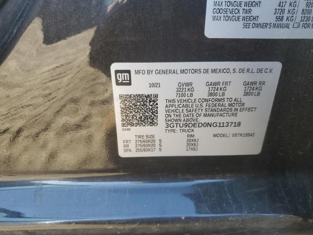 Aukcja sprzedaży 2022 Gmc Sierra Limited K1500 Slt, vin: 3GTU9DED0NG113718, numer aukcji: 84599395