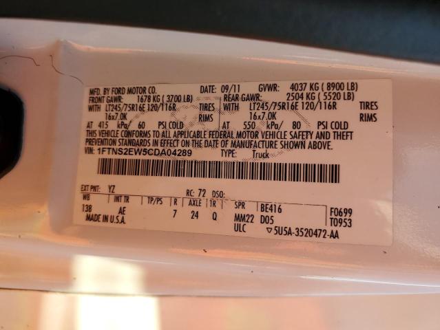 2012 Ford E250 მანქანა იყიდება აუქციონზე, vin: 1FTNS2EW5CDA04289, აუქციონის ნომერი: 82643245