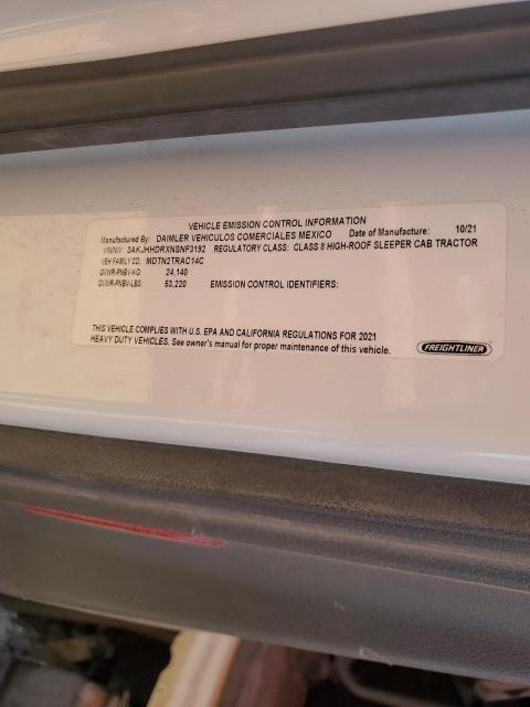 Продажа на аукционе авто 2022 Freightliner Cascadia 126, vin: 3AKJHHDRXNSNF3192, номер лота: 86863065