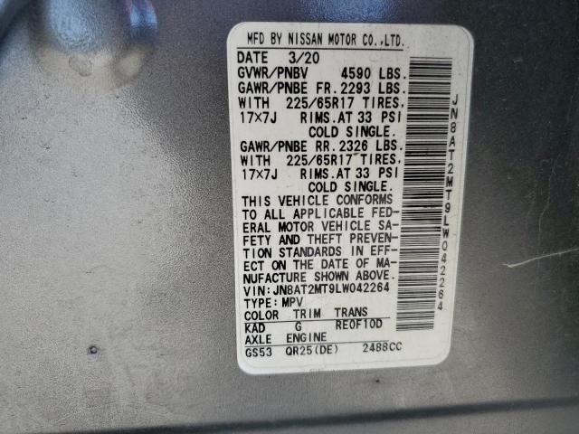 2020 Nissan Rogue S მანქანა იყიდება აუქციონზე, vin: JN8AT2MT9LW042264, აუქციონის ნომერი: 87187365