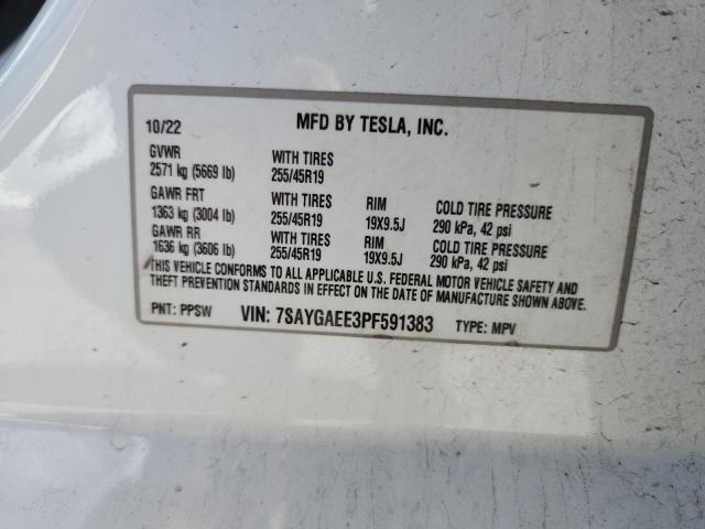 Продажа на аукционе авто 2023 Tesla Model Y, vin: 7SAYGAEE3PF591383, номер лота: 91052325