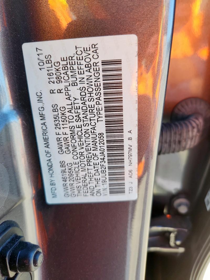 90254465 :رقم المزاد ، 19UUB2F34JA012058 vin ، 2018 Acura Tlx مزاد بيع